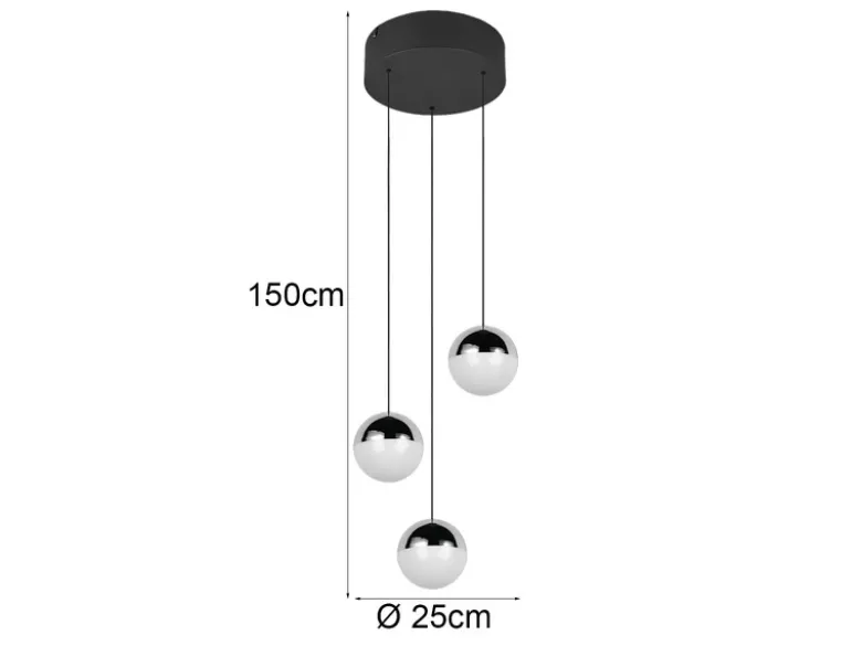 LED Pendelleuchte SENTA 3-flammig höhenverstellbar, Licht neutralweiß Ø 25cm