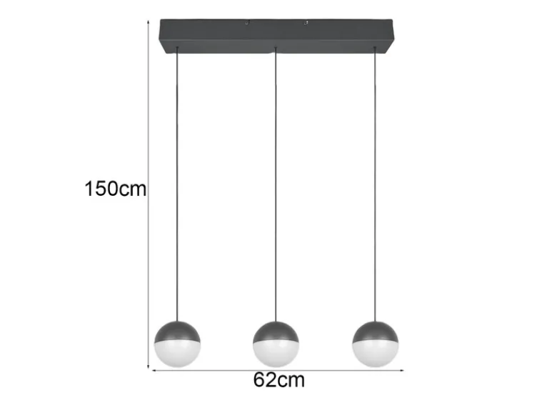 LED Pendelleuchte SENTA 3-flammig höhenverstellbar, Breite 62cm