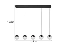 LED Pendelleuchte SENTA 5-flammig höhenverstellbar Licht neutralweiß, B: 114cm