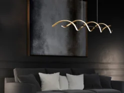 LED Pendelleuchte SEQUENCE dimmbar Lichtfarbe einstellbar Messing, Breite 104cm