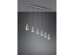 LED Pendelleuchte Silber 6 flammig Metall Lampenschirme Ø8cm, Breite 90cm