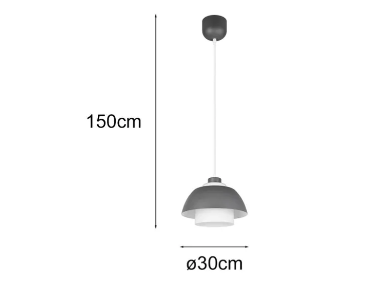 LED Pendelleuchte skandinavisch einflammig mit Metall- & Glasschirm Ø 30cm