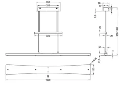 LED Pendelleuchte SMASH Schwarz dimmbar & höhenverstellbar, Breite 100cm