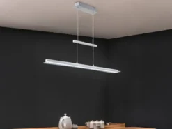 LED Pendelleuchte SMASH Silber dimmbar & höhenverstellbar, Breite 100cm