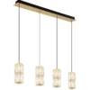 LED Pendelleuchte STEFANIE 4-flammig Gold mit Glaskristallen, Breite 84,5cm