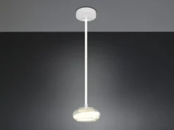 LED Pendelleuchte TARSIA dimmbar aus Metall in Weiß & Glas, 1 flammig, Ø 21,5cm
