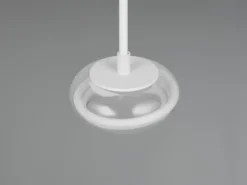 LED Pendelleuchte TARSIA dimmbar aus Metall in Weiß & Glas, 1 flammig, Ø 21,5cm