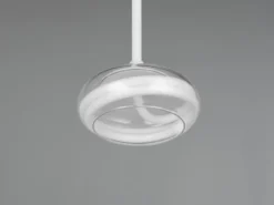 LED Pendelleuchte TARSIA dimmbar aus Metall in Weiß & Glas, 1 flammig, Ø 21,5cm