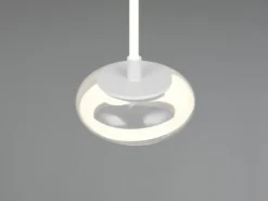 LED Pendelleuchte TARSIA dimmbar aus Metall in Weiß & Glas, 1 flammig, Ø 21,5cm