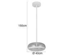 LED Pendelleuchte TARSIA dimmbar aus Metall in Weiß & Glas, 1 flammig, Ø 40cm