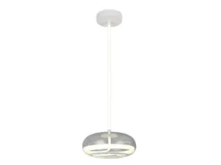 LED Pendelleuchte TARSIA dimmbar aus Metall in Weiß & Glas, 1 flammig, Ø 40cm