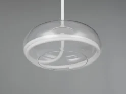 LED Pendelleuchte TARSIA dimmbar aus Metall in Weiß & Glas, 1 flammig, Ø 40cm