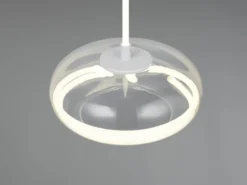 LED Pendelleuchte TARSIA dimmbar aus Metall in Weiß & Glas, 1 flammig, Ø 40cm