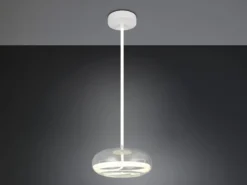 LED Pendelleuchte TARSIA dimmbar aus Metall in Weiß & Glas, 1 flammig, Ø 40cm