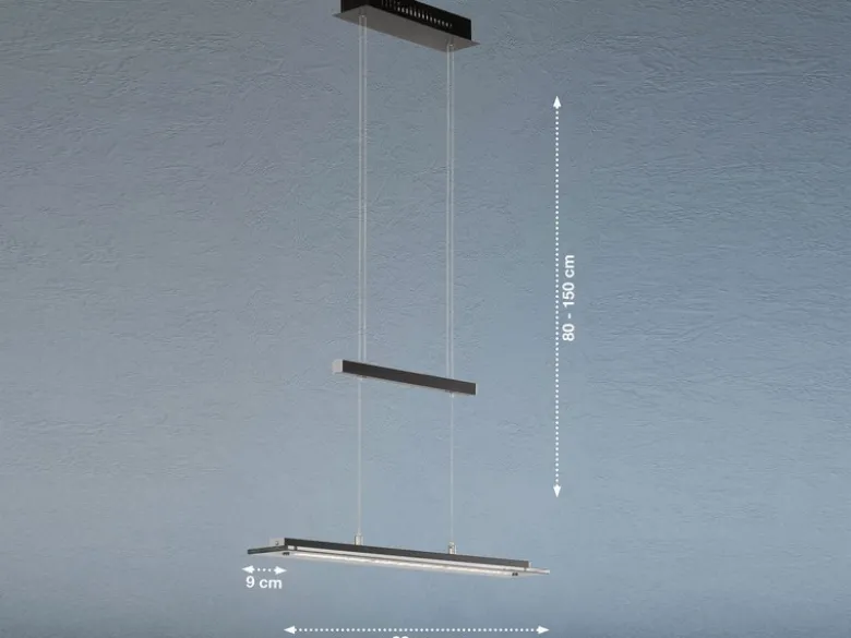 LED Pendelleuchte TENSO Schwarz dimmbar & höhenverstellbar, Breite 88cm