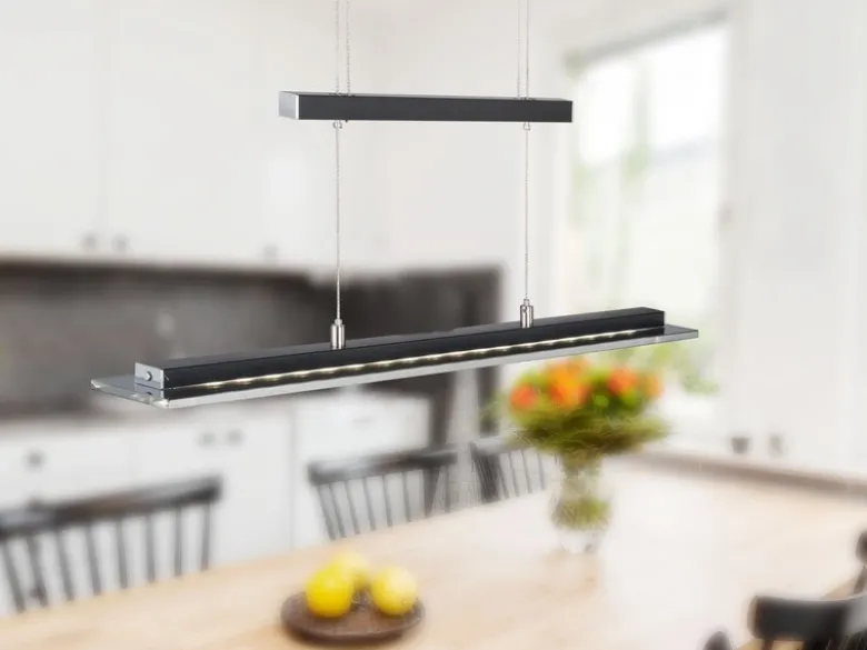 LED Pendelleuchte TENSO Schwarz dimmbar & höhenverstellbar, Breite 88cm