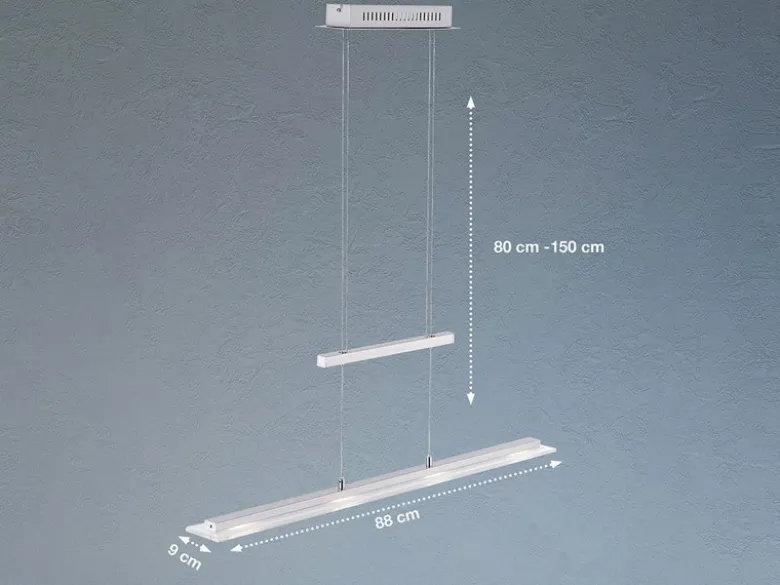 LED Pendelleuchte TENSO Silber dimmbar & höhenverstellbar, Breite 88cm