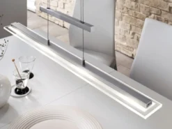 LED Pendelleuchte TENSO Silber dimmbar & höhenverstellbar, Breite 88cm