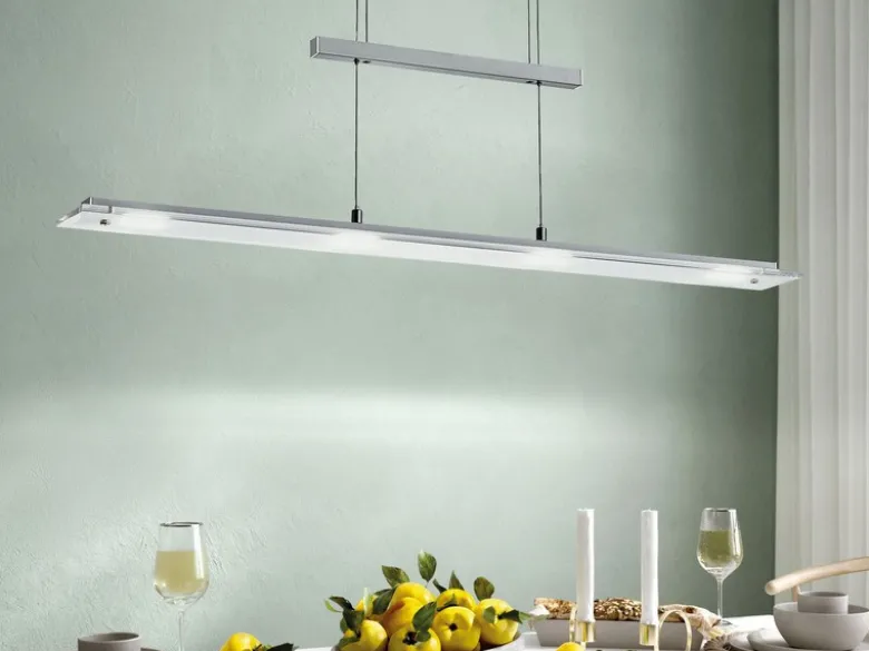 LED Pendelleuchte TENSO Silber dimmbar & höhenverstellbar, Breite 88cm