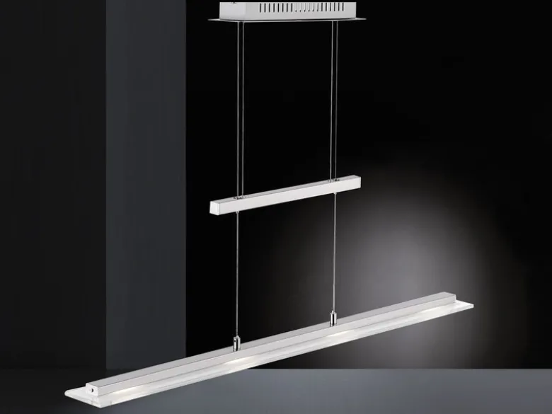 LED Pendelleuchte TENSO Silber dimmbar & höhenverstellbar, Breite 88cm