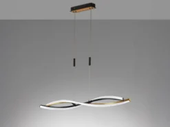 LED Pendelleuchte TORCIDO Schwarz Gold dimmbar & Tageslicht lang, Breite 100cm