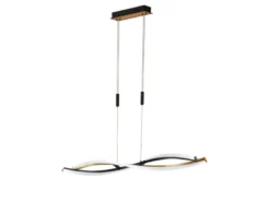 LED Pendelleuchte TORCIDO Schwarz Gold dimmbar & Tageslicht lang, Breite 100cm