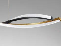 LED Pendelleuchte TORCIDO Schwarz Gold dimmbar & Tageslicht lang, Breite 100cm