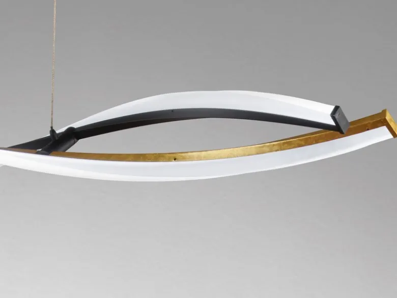 LED Pendelleuchte TORCIDO Schwarz Gold dimmbar & Tageslicht lang, Breite 100cm