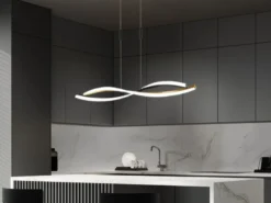 LED Pendelleuchte TORCIDO Schwarz Gold dimmbar & Tageslicht lang, Breite 100cm