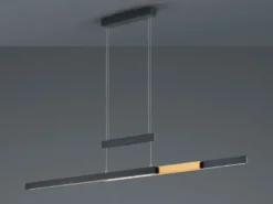 LED Pendelleuchte TRAJAN ausziehbar höhenverstellbar Schwarz Gold, Breite 150cm