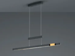 LED Pendelleuchte TRAJAN ausziehbar höhenverstellbar Schwarz Gold, Breite 150cm