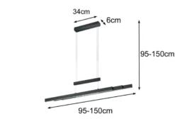 LED Pendelleuchte TRAJAN ausziehbar höhenverstellbar Schwarz, max. Breite 150cm