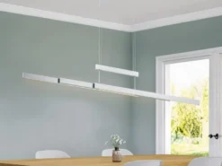 LED Pendelleuchte TRAJAN ausziehbar höhenverstellbar Silber, max. Breite 150cm
