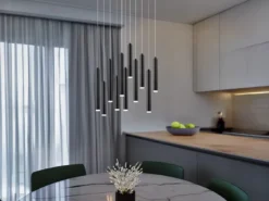 LED Pendelleuchte TUBULAR mehrflammig rund Schwarz - 3 Stufen dimmbar, Ø 40cm