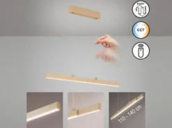 LED Pendelleuchte VAYANA Beige ausziehbar höhenverstellbar, max. Breite 140cm