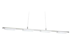 LED Pendelleuchte VERSO modern 4-flammig Silber matt, Breite 87cm