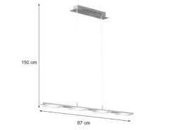 LED Pendelleuchte VERSO modern 4-flammig Silber matt, Breite 87cm