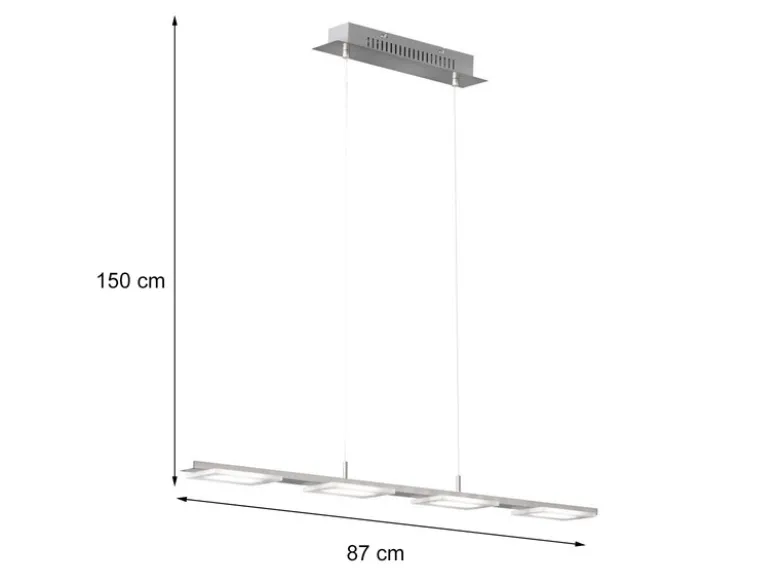 LED Pendelleuchte VERSO modern 4-flammig Silber matt, Breite 87cm