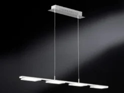 LED Pendelleuchte VERSO modern 4-flammig Silber matt, Breite 87cm