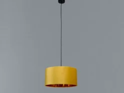 LED Pendelleuchte Vintage mit Lampenschirm Samt Gelb / Gold, Ø 40cm