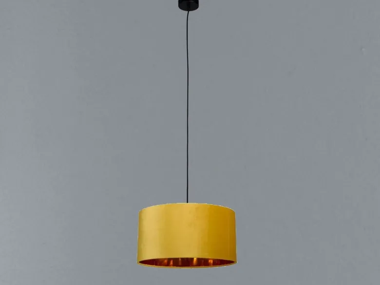 LED Pendelleuchte Vintage mit Lampenschirm Samt Gelb / Gold, Ø 40cm