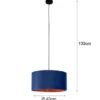 LED Pendelleuchte Vintage mit Lampenschirm Samt Blau / Gold, Ø 40cm