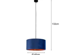 LED Pendelleuchte Vintage mit Lampenschirm Samt Blau / Gold, Ø 40cm