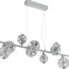 LED Pendelleuchte VIRINA 9-flammig Silber mit Kristall Glaskugeln, Breite 101cm
