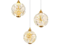 LED Pendelleuchte VIRINA 3-flammig Gold mit Kristall Glaskugeln, Ø 41cm