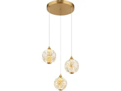 LED Pendelleuchte VIRINA 3-flammig Gold mit Kristall Glaskugeln, Ø 41cm