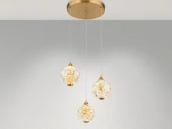 LED Pendelleuchte VIRINA 3-flammig Gold mit Kristall Glaskugeln, Ø 41cm