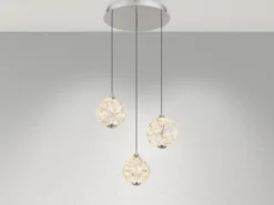 LED Pendelleuchte VIRINA 3-flammig Silber mit Kristall Glaskugeln, Ø 41cm