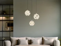 LED Pendelleuchte VIRINA 3-flammig Silber mit Kristall Glaskugeln, Ø 41cm