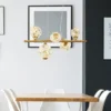 LED Pendelleuchte VIRINA 5-flammig Gold mit Kristall Glaskugeln, Breite 61cm